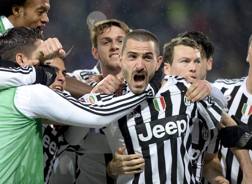 Tutta la gioia del difensore bianconero, al secondo centro in questo campionato dopo il gol nel 3-0 al Verona. Ap
